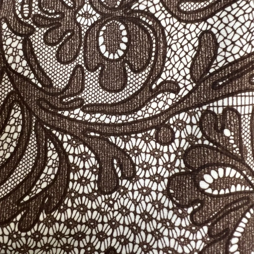 LONDON TIMES ruche waist dress with surprise neck brown and ivory floral… - Picture 5 of 6